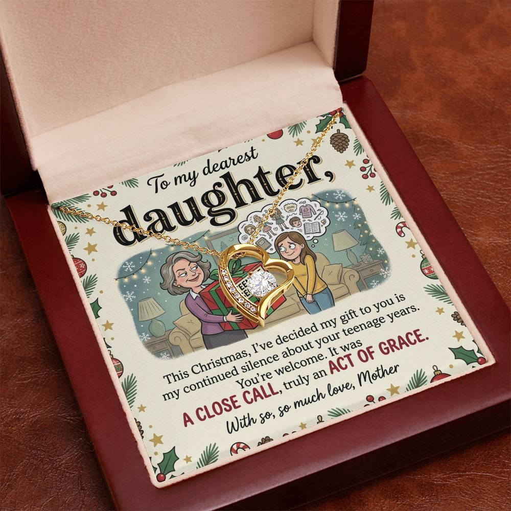 To My Daughter Necklace From Mother, Funny Christmas Gift for Daughter, Sentimental Teenage Years Present, Love Knot Necklace-LKN81682