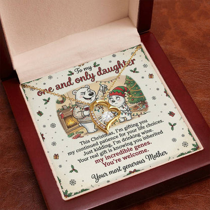 To My Daughter Necklace From Mother, Funny Christmas Gift, Mom to Daughter Present, Birthday Gift Idea, Love Knot Necklace-LKN69661