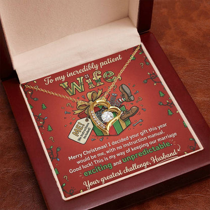 To My Wife Necklace From Husband, Funny Christmas Gift, To My Incredibly Patient Wife, Husband to Wife Present, Love Knot Necklace-LKN55259