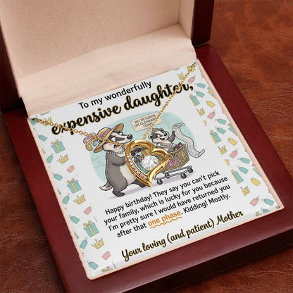 To My Daughter Necklace From Mother, Funny Happy Birthday Gift, Sentimental Gift for Daughter from Mom, Expensive Daughter, Love Knot Necklace-LKN83459