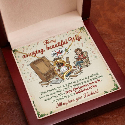 To My Wife Necklace From Husband, Funny Christmas Gift, Holiday Present for Her - Love Knot Necklace-LKN45614