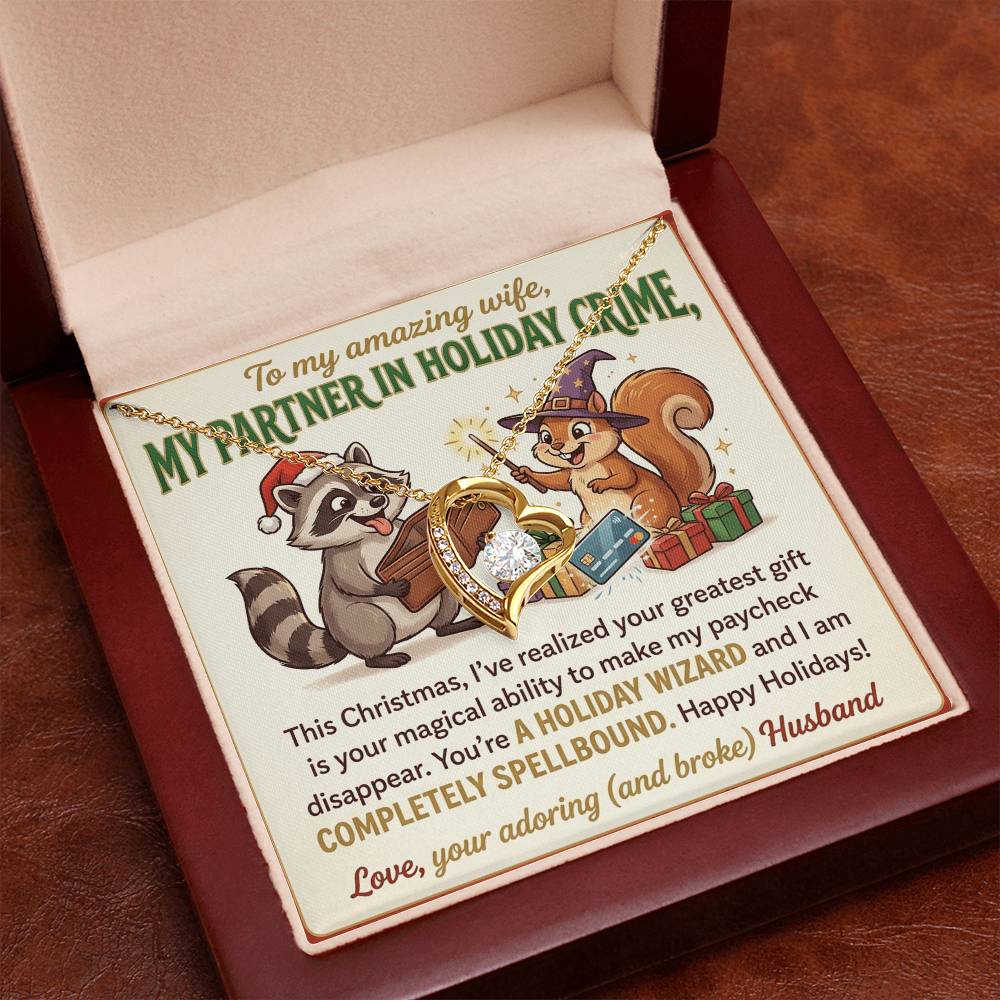 To My Wife Necklace From Husband, Funny Christmas Gift, Partner In Holiday Crime, Love Knot Necklace-LKN99813