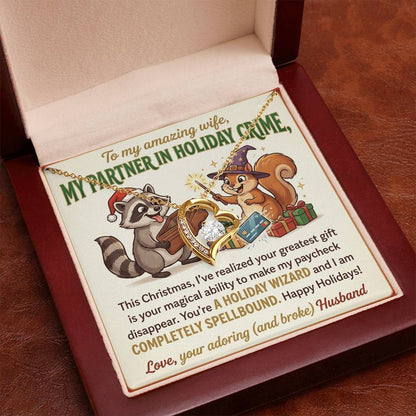 To My Wife Necklace From Husband, Funny Christmas Gift, Partner In Holiday Crime, Love Knot Necklace-LKN99813