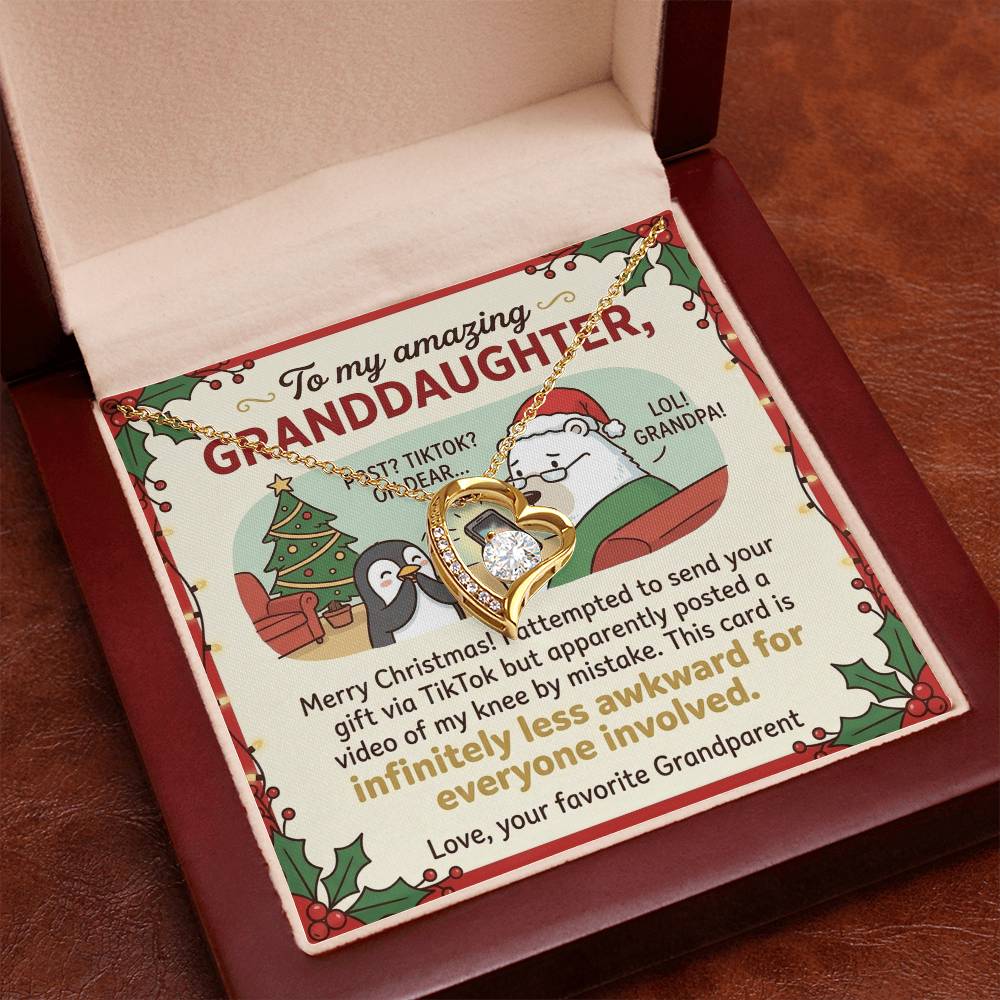 To My Granddaughter Necklace From Grandparent, Funny Christmas Gift for Granddaughter, Xmas Gift Idea - Love Knot Necklace-LKN45951