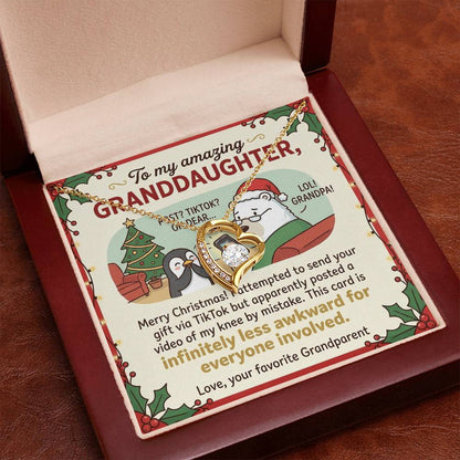 To My Granddaughter Necklace From Grandparent, Funny Christmas Gift for Granddaughter, Xmas Gift Idea - Love Knot Necklace-LKN45951
