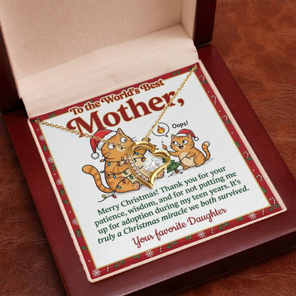 To My Mother Necklace From Daughter - Funny Christmas Gift for the World's Best Mom - Love Knot Necklace-LKN21180