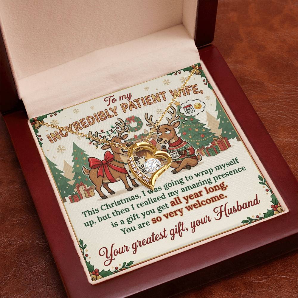 To My Wife Necklace From Husband, Funny Christmas Gift, Humorous Xmas Present for Her, Love Knot Necklace-LKN57871