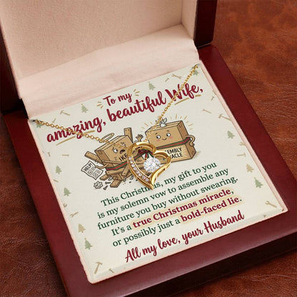 To My Wife Necklace From Husband, Funny Christmas Gift For Her, Christmas Miracle Present, Love Knot Necklace-LKN22909