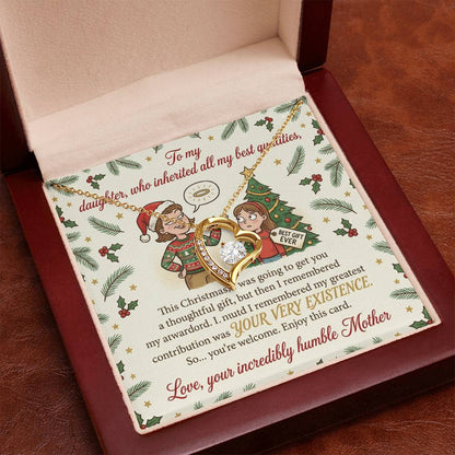 To My Daughter Necklace From Mother, Funny Christmas Gift, Holiday Gift For Daughter, Mother Daughter Gift - Love Knot Necklace-LKN92225