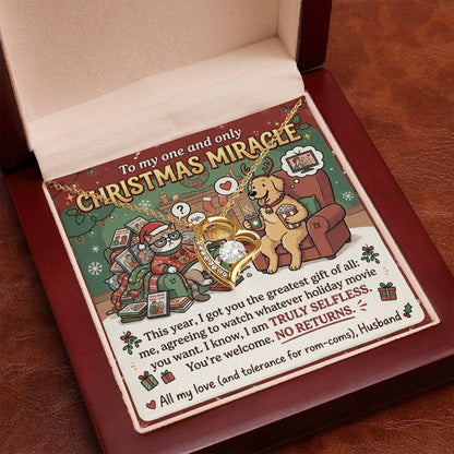 To My Christmas Miracle Necklace From Husband, Funny Christmas Gift for Wife, Romantic Holiday Jewelry, Love Knot Necklace-LKN65381