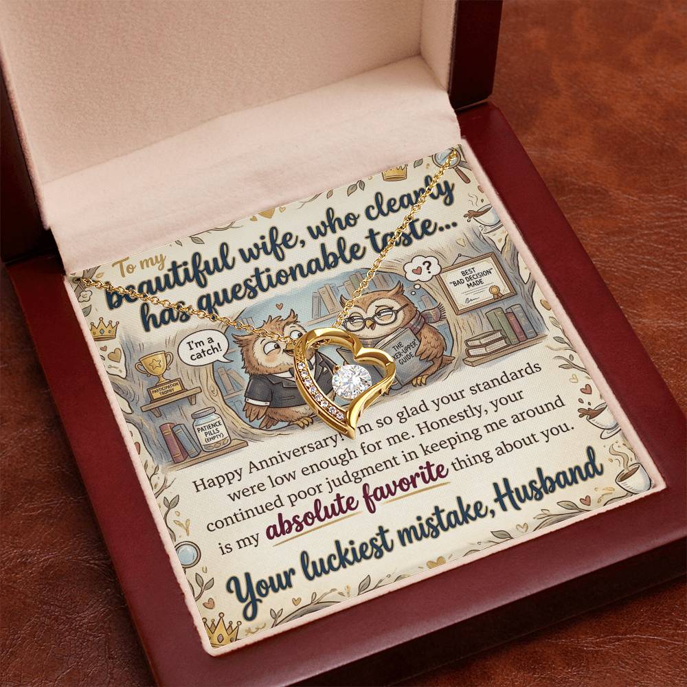 To My Wife Necklace From Husband, Funny Anniversary Gift For Her, Love Knot Necklace-LKN88044