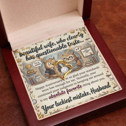 To My Wife Necklace From Husband, Funny Anniversary Gift For Her, Love Knot Necklace-LKN88044