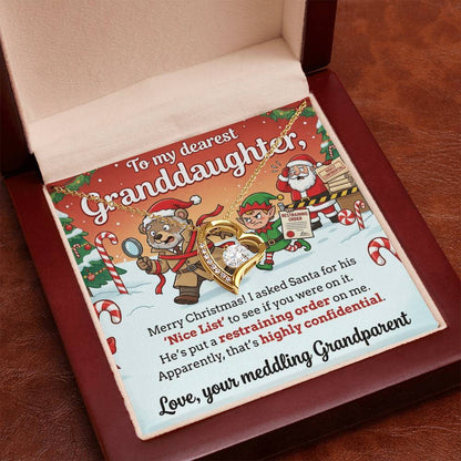 To My Granddaughter Necklace From Grandparent, Funny Christmas Gift, Humorous Holiday Present For Granddaughter - Love Knot Necklace-LKN91321