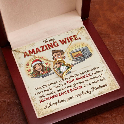 To My Wife Necklace From Husband, Funny Christmas Gift For Her, Hilarious Wife Gift Idea - Love Knot Necklace-LKN38753