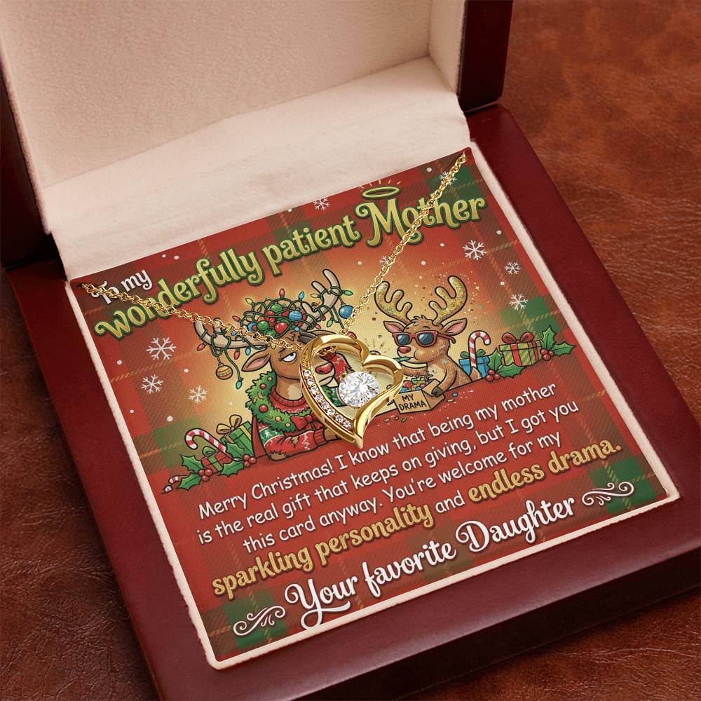 To My Mother Necklace From Daughter, Funny Christmas Gift for Mom, Holiday Jewelry Gift, Endless Drama - Love Knot Necklace-LKN21923