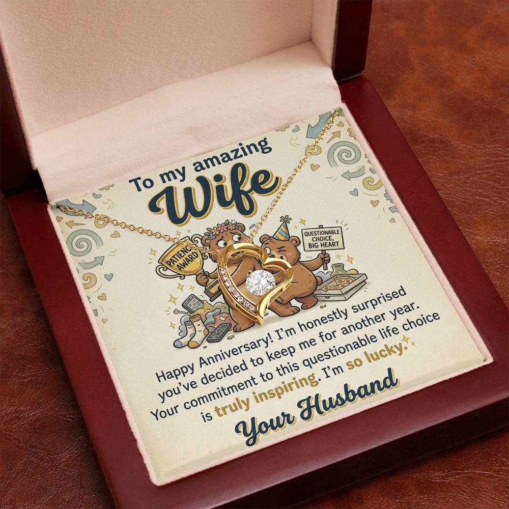 To My Wife Necklace From Husband - Funny Anniversary Gift for Her, Humorous Jewelry Gift from Hubby Love Knot Necklace-LKN44773