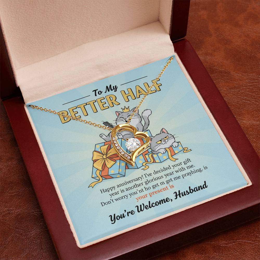 To My Husband Necklace From Wife, Funny Anniversary Gift for Him, Better Half Birthday Card - Love Knot Necklace-LKN85546