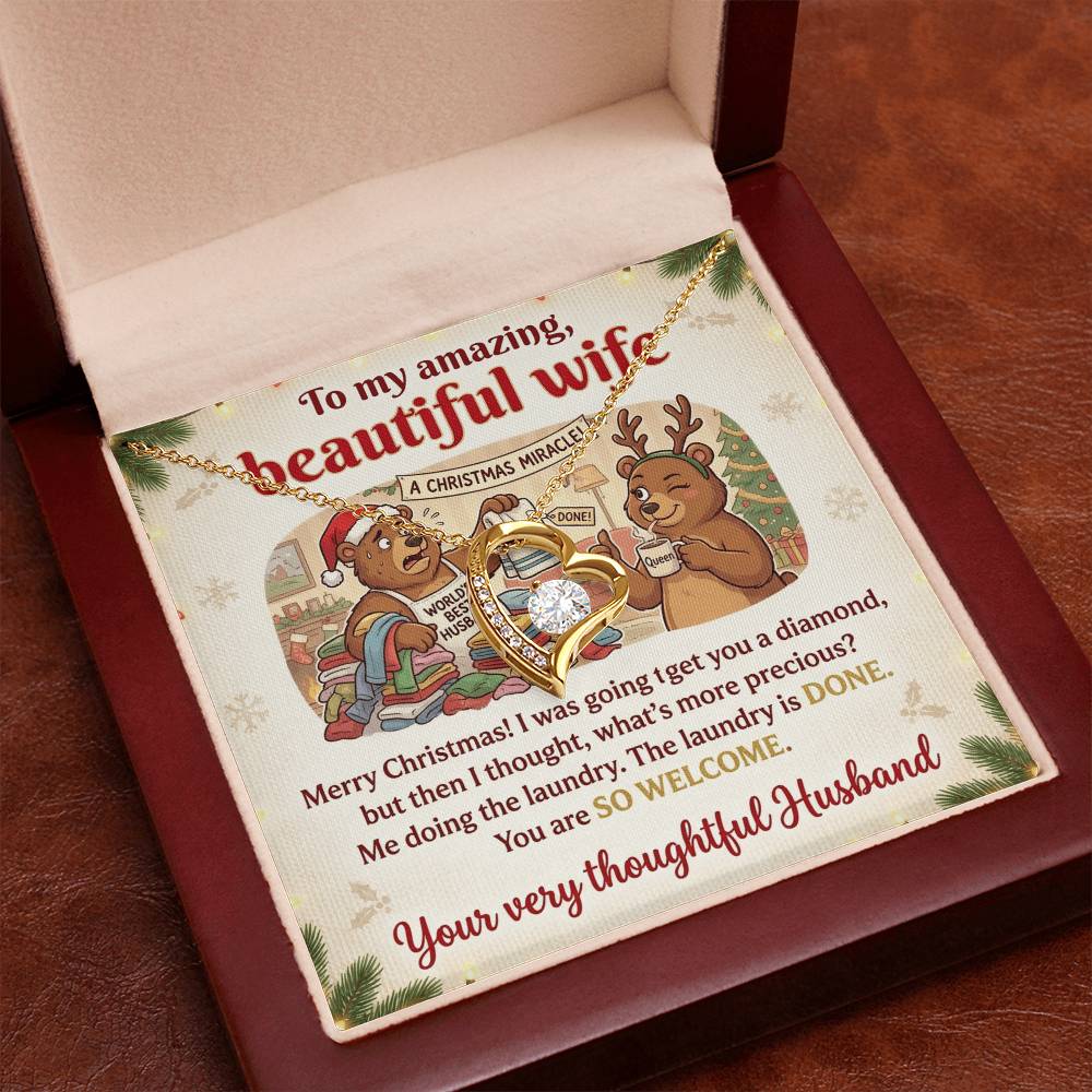 To My Wife Necklace From Husband, Funny Christmas Gift For Her, Humorous Holiday Present - Love Knot Necklace-LKN90290