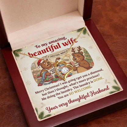 To My Wife Necklace From Husband, Funny Christmas Gift For Her, Humorous Holiday Present - Love Knot Necklace-LKN90290