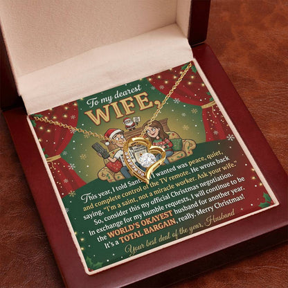 To My Wife Necklace From Husband, Funny Christmas Gift Idea, Holiday Present for Her - Love Knot Necklace-LKN30710