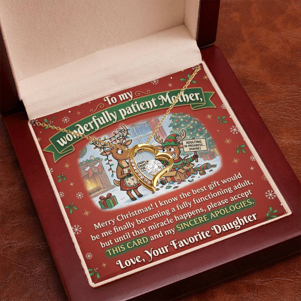 To My Mother Necklace From Daughter, Funny Christmas Gift for Mom, Adulting In Progress - Love Knot Necklace-LKN99492