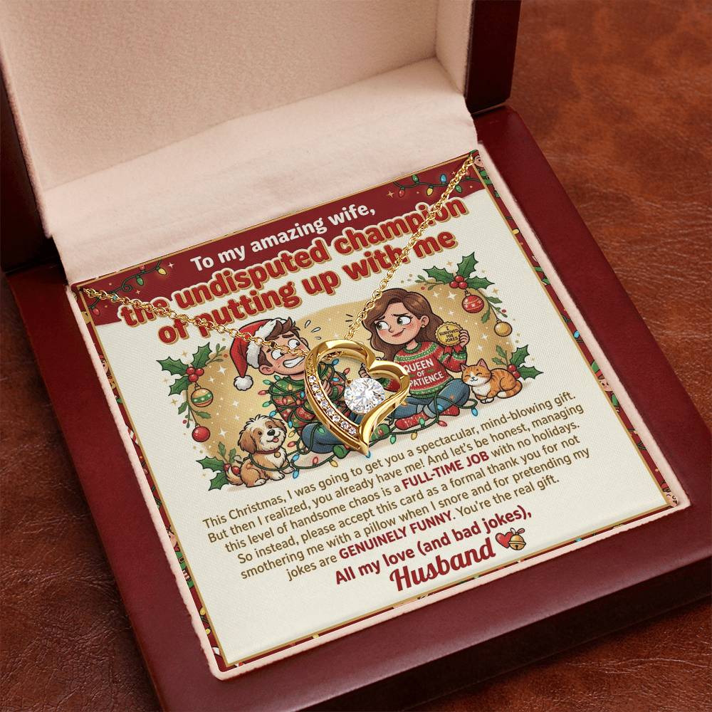 To My Wife Necklace From Husband, Funny Christmas Gift, Holiday Present For Her, Love Knot Necklace-LKN93284