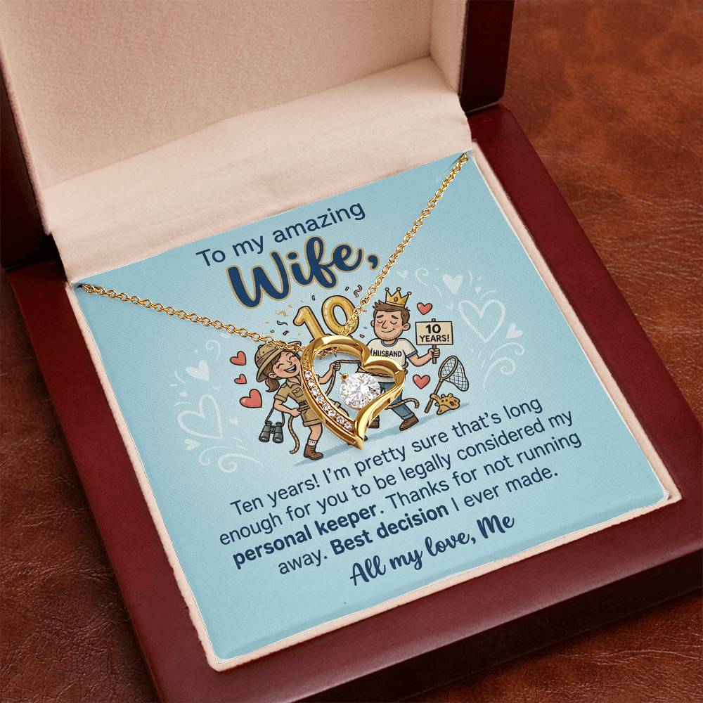 To My Wife Necklace From Husband, 10th Anniversary Gift, 10 Year Wedding Gift Idea for Her, Love Knot Necklace-LKN92076