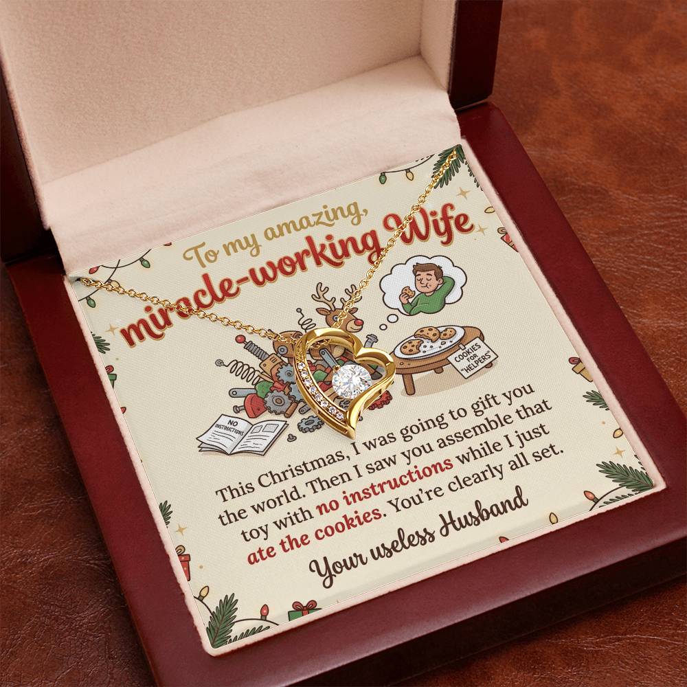 To My Wife Necklace From Husband, Funny Christmas Gift For Her, Miracle-Working Wife, Love Knot Necklace-LKN74647