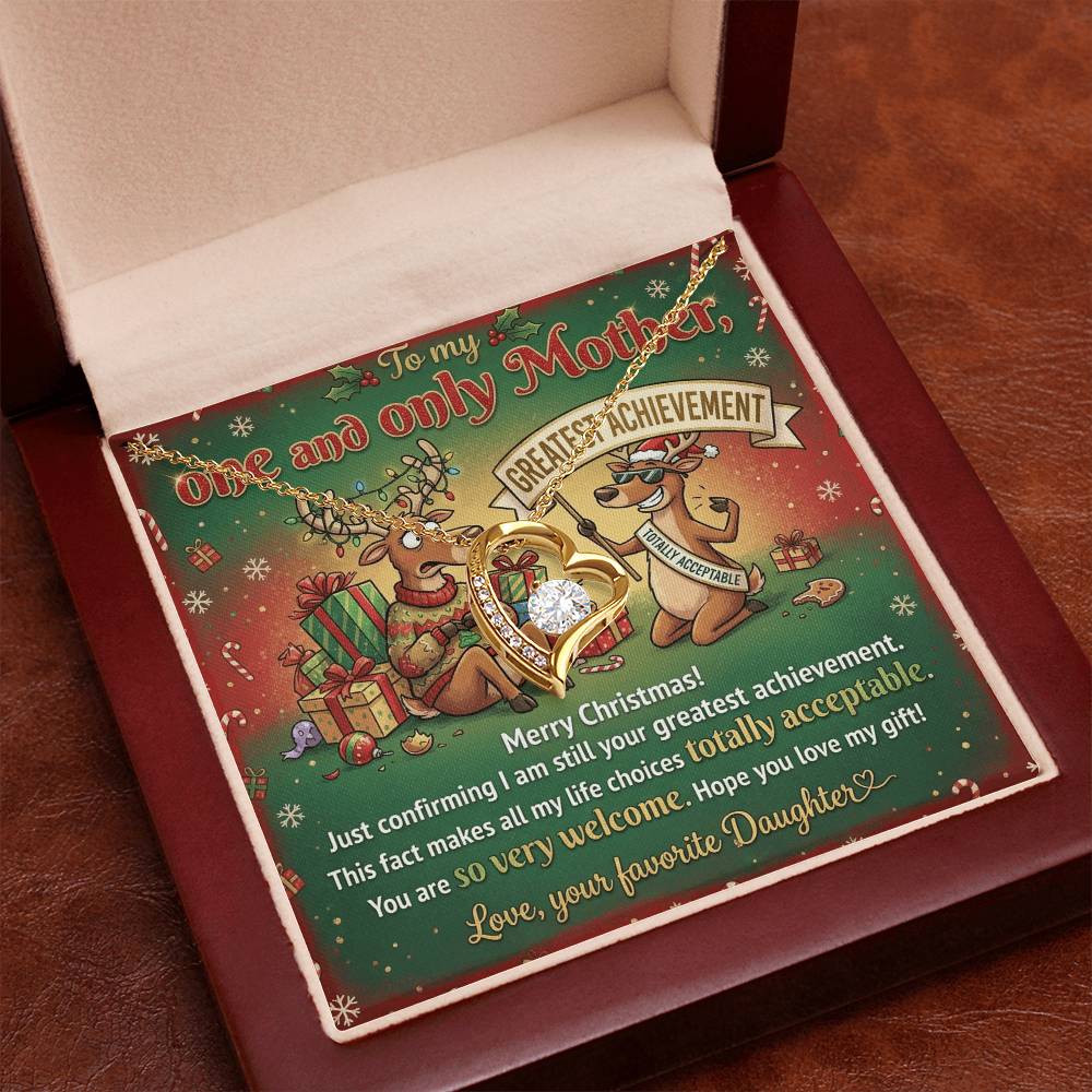 To My Mother Necklace From Daughter, Funny Christmas Gift, Greatest Achievement, Holiday Gift for Mom - Love Knot Necklace-LKN76298