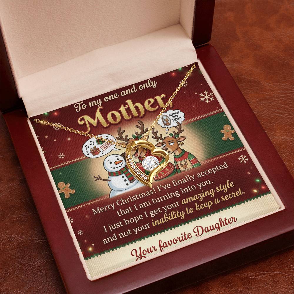To My Mother Necklace From Daughter, Funny Christmas Gift for Mom, Holiday Present - Love Knot Necklace-LKN61833