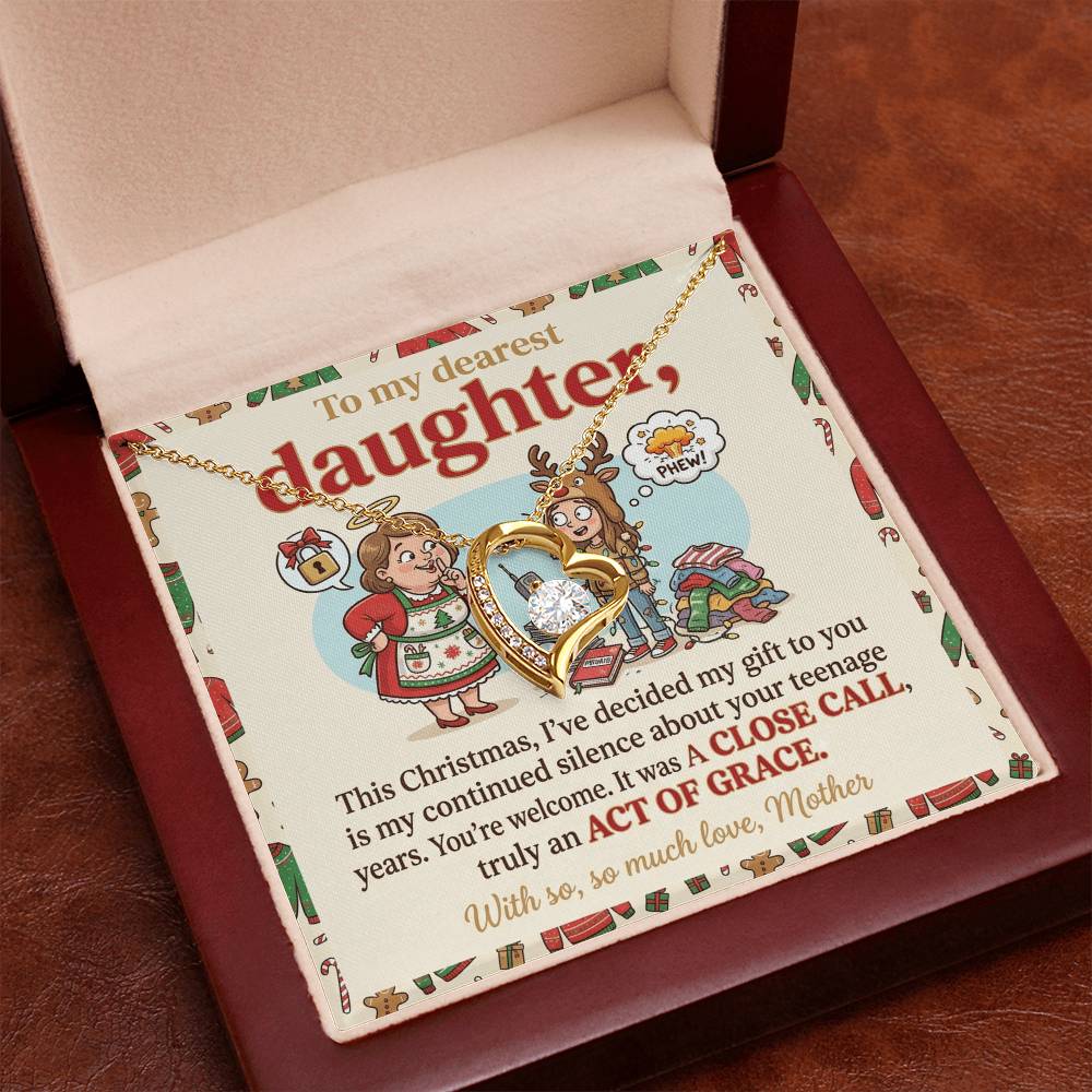 To My Daughter Necklace From Mother, Funny Christmas Gift, Hilarious Teenage Years Message, Act of Grace, Love Knot Necklace-LKN38581