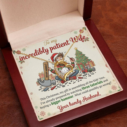 To My Wife Necklace From Husband, Funny Christmas Gift For Wife, Holiday Gift Idea, Love Knot Necklace-LKN13765