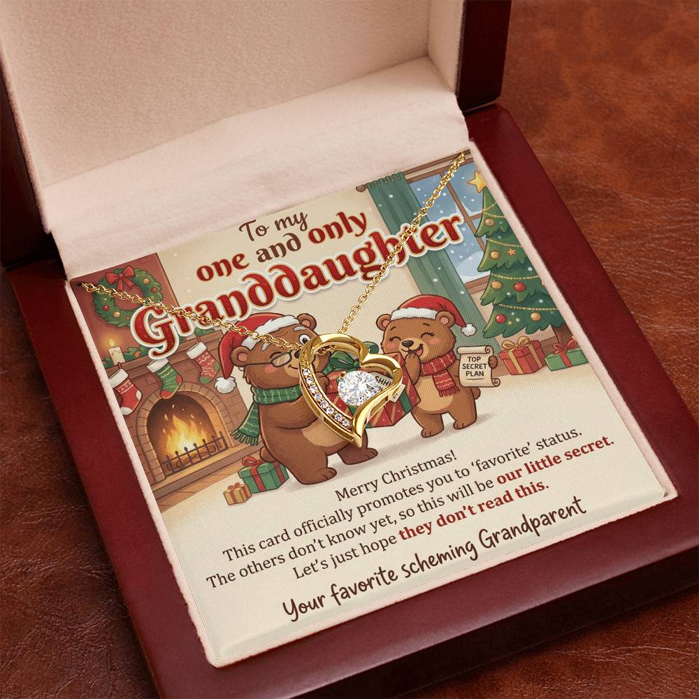 To My Granddaughter Necklace From Grandparent, Favorite Granddaughter Christmas Gift, Holiday Present for Her - Love Knot Necklace-LKN97259