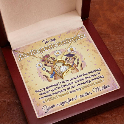 To My Genetic Masterpiece Necklace From Mother - Happy Birthday Gift for Daughter, Funny Mom Gift Idea, Love Knot Necklace-LKN86651