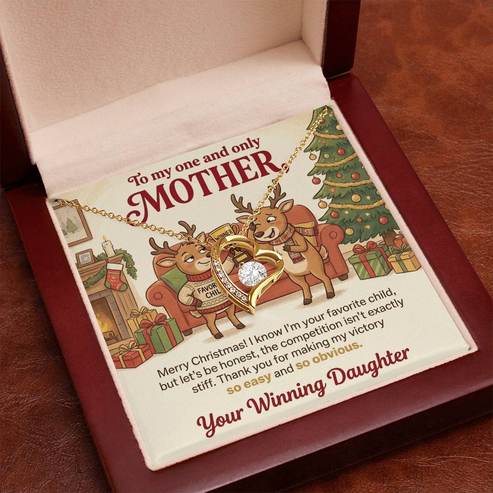 To My Mother Necklace From Daughter, Funny Favorite Child Christmas Gift, Xmas Present for Mom - Love Knot Necklace-LKN75523