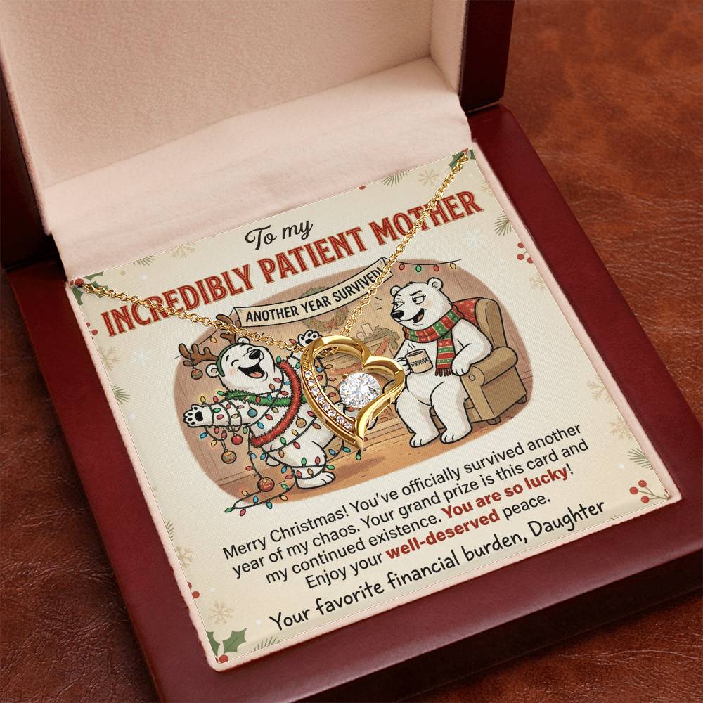 To My Mother Necklace From Daughter, Funny Christmas Gift, Holiday Gift for Mom - Love Knot Necklace-LKN78360