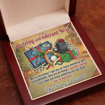 To My Wife Necklace From Husband, Funny Christmas Gift for Her, Xmas Gag Gift Idea, Love Knot Necklace-LKN53887