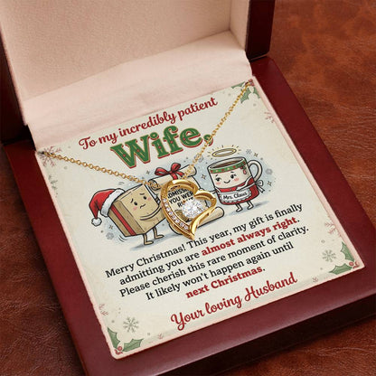 To My Wife Necklace From Husband, Funny Christmas Gift, Admitting You're Right Jewelry, Holiday Gift for Her - Love Knot Necklace-LKN27898
