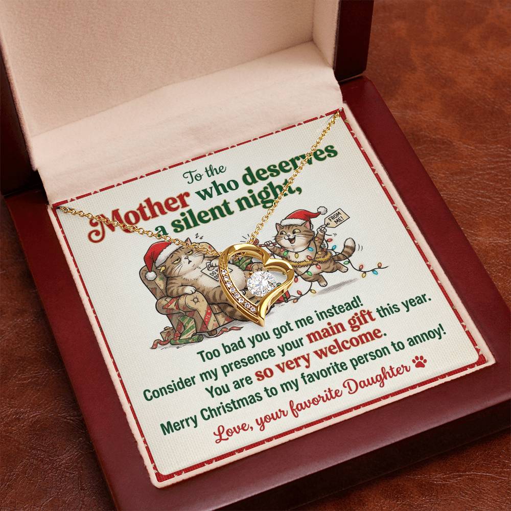 To My Mother Necklace From Daughter, Funny Christmas Gift for Mom, Mom Birthday Gift From Annoying Daughter - Love Knot Necklace-LKN58963