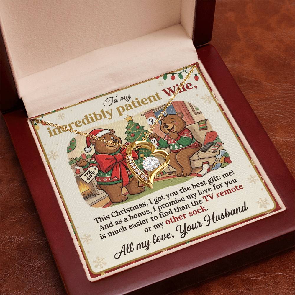 To My Wife Necklace From Husband, Funny Christmas Gift For Patient Wife, Anniversary, Birthday Gift - Love Knot Necklace-LKN77680