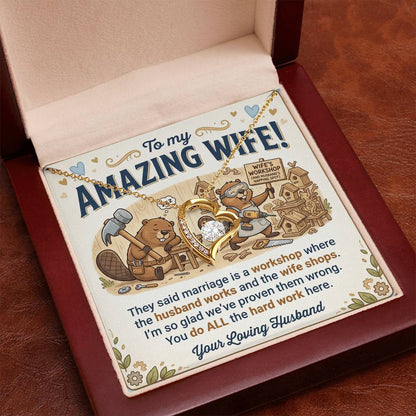 To My Wife Necklace From Husband, Funny Anniversary Gift for Her, Wife Birthday Gift - Love Knot Necklace-LKN49192