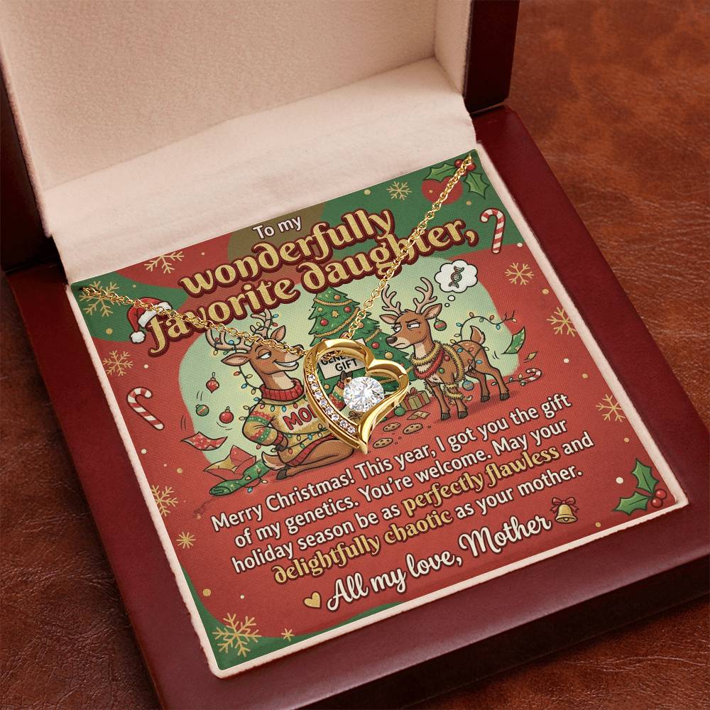 To My Daughter Necklace From Mother, Funny Christmas Gift, Holiday Gift for Daughter, Humorous Message Card, Love Knot Necklace-LKN64727