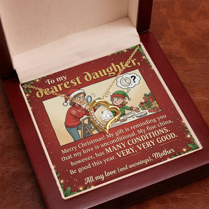 To My Daughter Necklace From Mother, Funny Christmas Gift, Unconditional Love, Holiday Present for Daughter - Love Knot Necklace-LKN99362