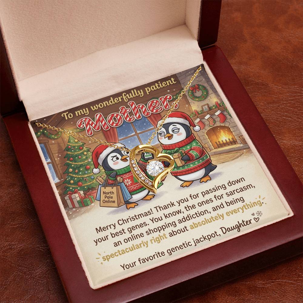 To My Mother Necklace From Daughter, Funny Merry Christmas Gift, Mom Christmas Present, Sarcastic Genes Gift - Love Knot Necklace-LKN81219