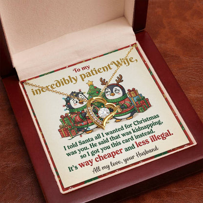 To My Wife Necklace From Husband, Funny Christmas Gift for Her, Romantic Holiday Present, Anniversary Gift - Love Knot Necklace-LKN66194