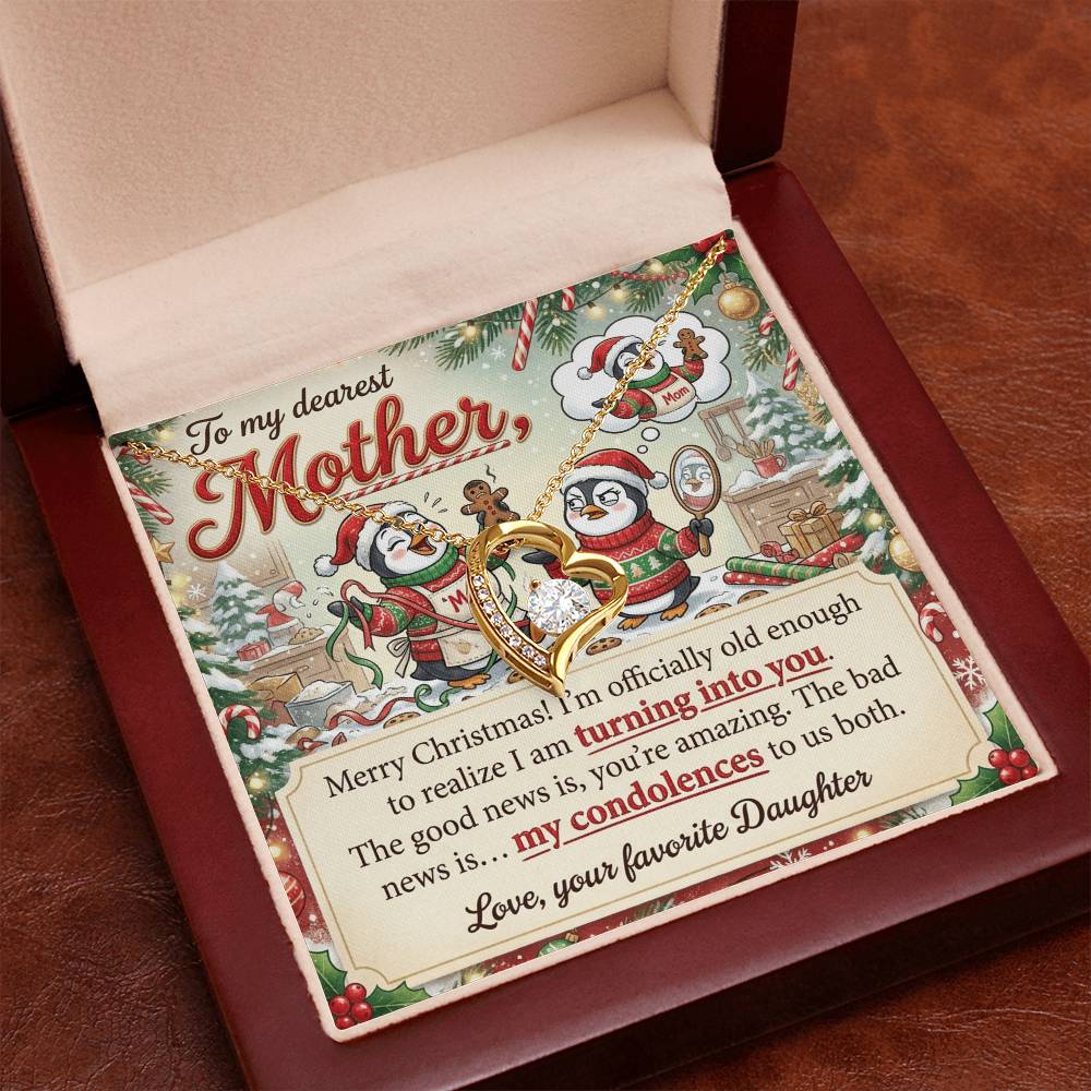 To My Mother Necklace From Daughter, Funny Christmas Gift For Mom, Mom Birthday Gift, Turning Into You - Love Knot Necklace-LKN95163