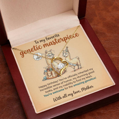 To My Genetic Masterpiece Necklace From Mother, Funny Birthday Gift For Daughter, Unique Gift From Mom - Love Knot Necklace-LKN14332