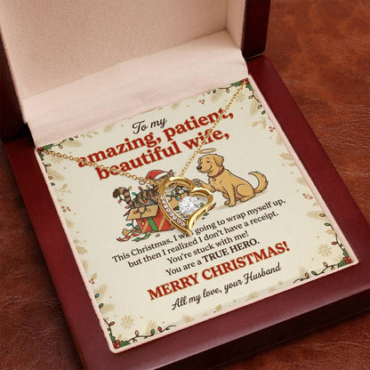 To My Wife Necklace From Husband, Funny Christmas Gift, Gift for Her, You are a True Hero, Love Knot Necklace-LKN13751