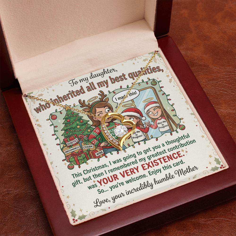 To My Daughter Necklace From Mother, Funny Christmas Gift, Gift For Daughter From Mom - Love Knot Necklace-LKN29867