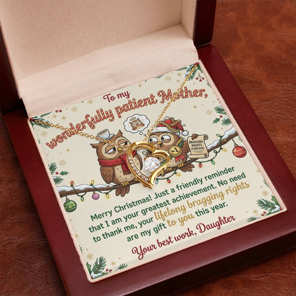 To My Mother Necklace From Daughter, Funny Christmas Gift, Mom Birthday Present, Your Greatest Achievement - Love Knot Necklace-LKN54481